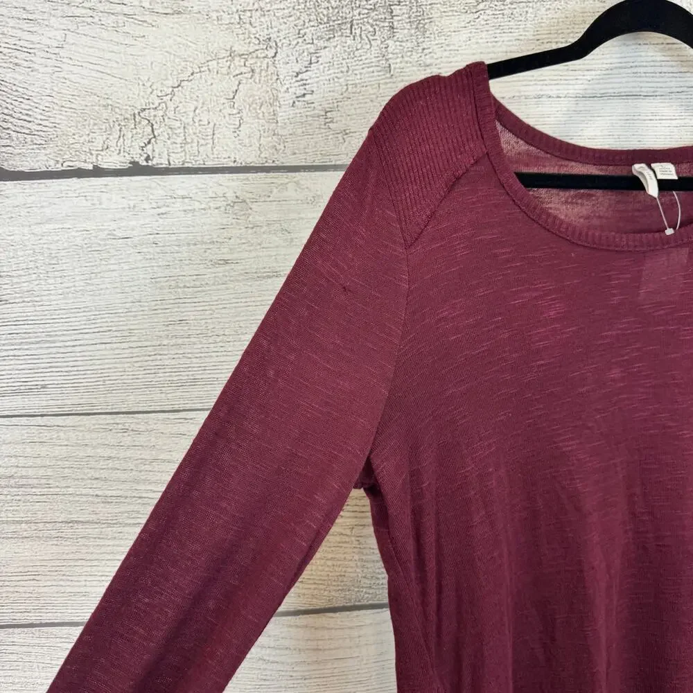 Cato Women's Maroon Soft Fall Long Sleeve Tunic Top Size Large